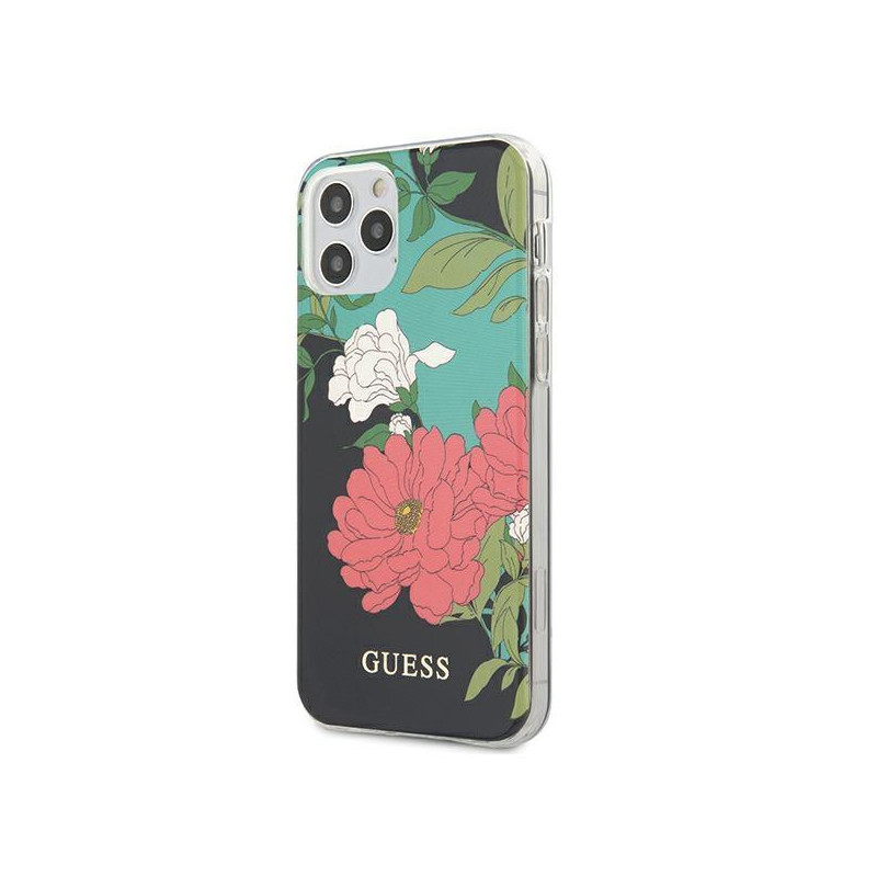 Guess N.1 Flower Collection dėklas, skirtas iPhone 12 / iPhone 12 Pro - juodas Guess N.1 Flower Collection dėklas, skirtas iPhone 12 / iPhone 12 Pro - juodas