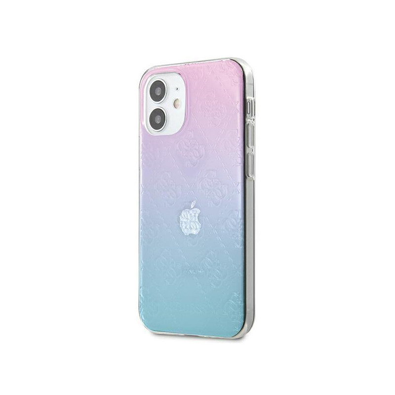 Guess 4G 3D Pattern Collection dėklas iPhone 12 mini - mėlynos ir rožinės spalvos