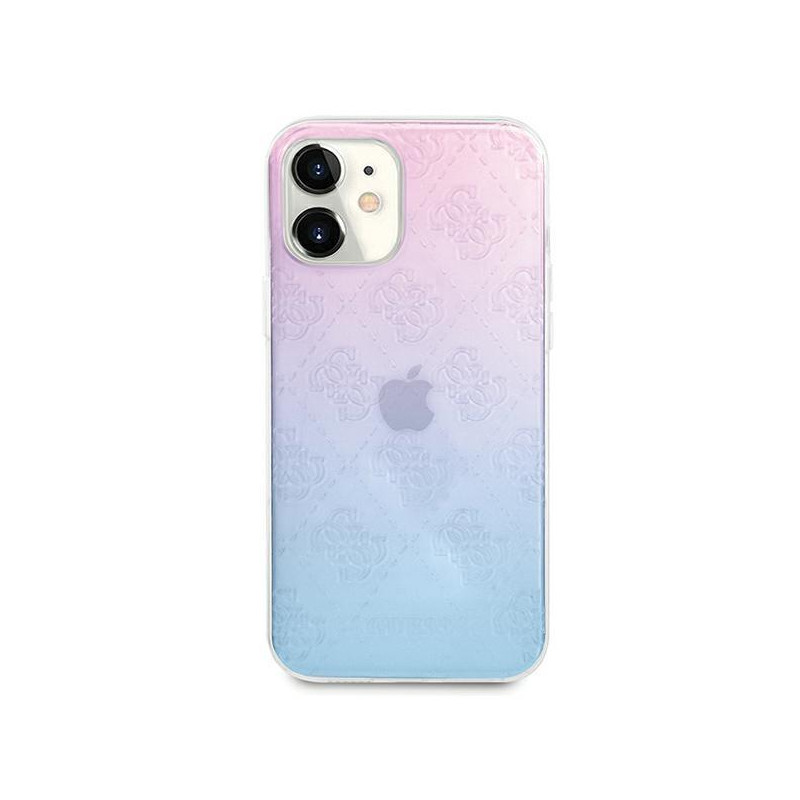 Guess 4G 3D Pattern Collection dėklas iPhone 12 mini - mėlynos ir rožinės spalvos