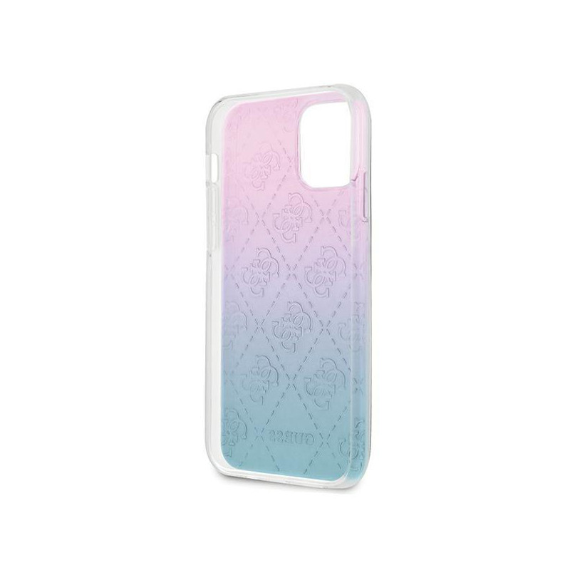 Guess 4G 3D Pattern Collection dėklas iPhone 12 mini - mėlynos ir rožinės spalvos