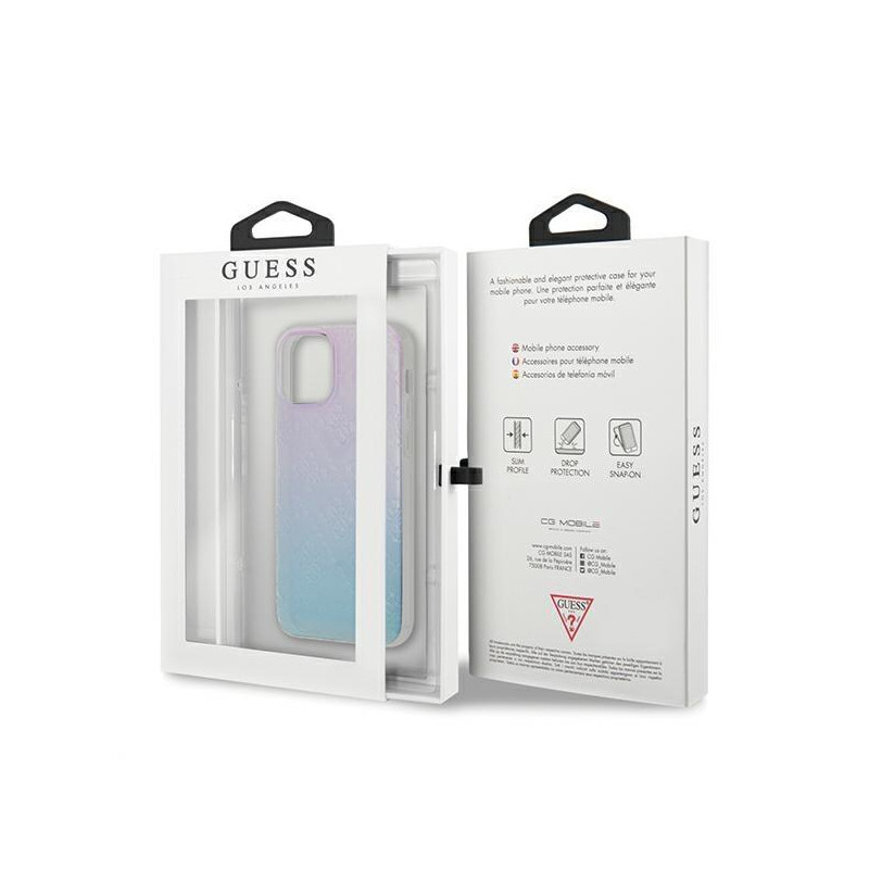Guess 4G 3D Pattern Collection dėklas iPhone 12 mini - mėlynos ir rožinės spalvos