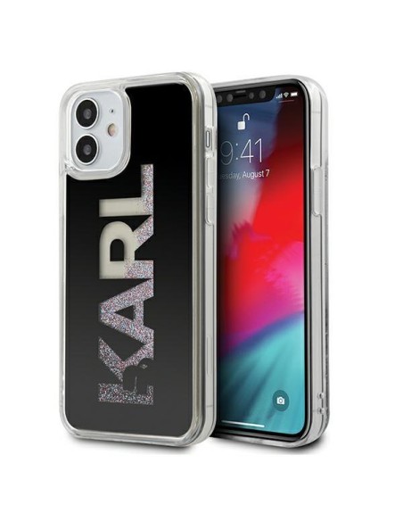 Karl Lagerfeld Karl Logo Glitter dėklas iPhone 12 mini - juodas Karl Lagerfeld Karl Logo Glitter dėklas iPhone 12 mini - juodas