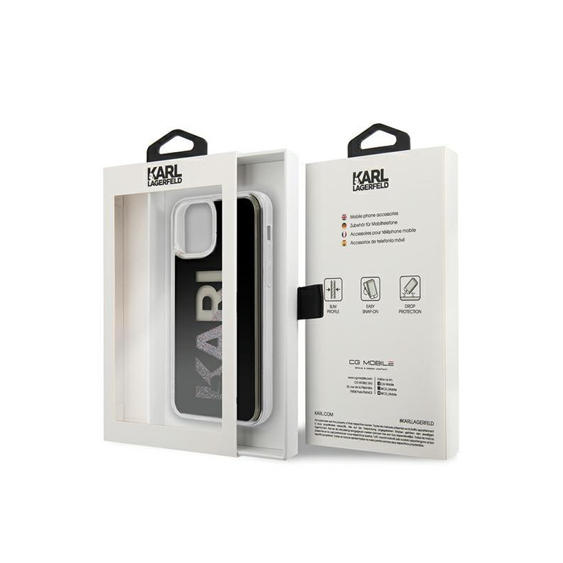 Karl Lagerfeld Karl Logo Glitter dėklas iPhone 12 mini - juodas