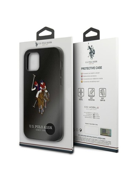 JAV Polo Assn byla Siuvinėjimo kolekcija iPhone 12 / iPhone 12 Pro - juoda